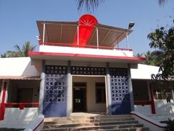 entrance to oriental building, India, Dharwad