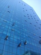 office building with blue windows