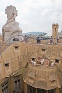 roof of casa mila by antoni gaudi, detail, spain, barcelona
