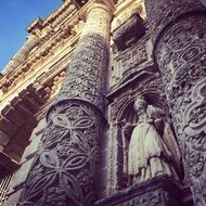 Religion cathedral with stone sculptures on it