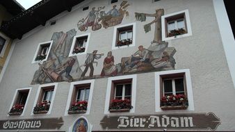 Paintings on the facade of the building