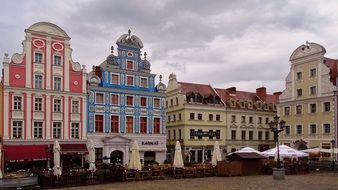 colorful houses in the old town in poland