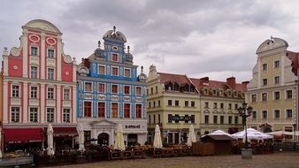 colorful houses in the old town in poland