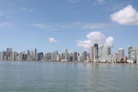 city with skyscrapers near the water