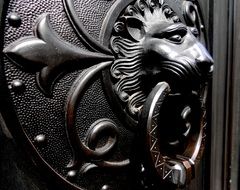 metal decoration with a lion close-up