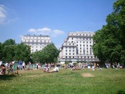 lot of people in a city park in london