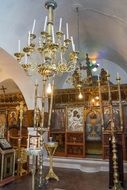 Interior of the church with white arches