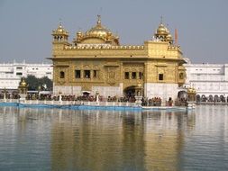 distant view of the golden temple in india