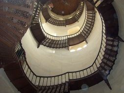 spiral staircase with railings in the tower