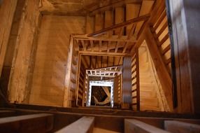 wooden staircase inside the building