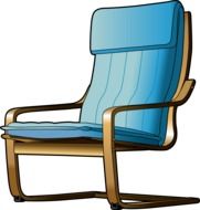 blue comfortable armchair, drawing