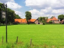 Buildings near the field in the Netherlands