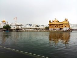 golden temple near water in india