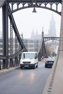 cars on the steel bridge in Munster