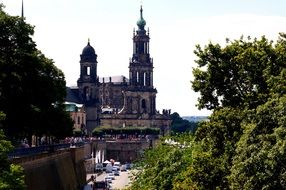 distant view of the old church in dresden