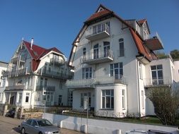 A building with a white facade near the Baltic Sea