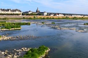 blois loire river shore with the buildings