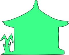 painted green house silhouette