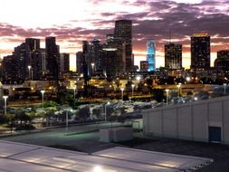 night skyline, miami