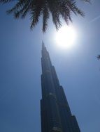 top of burj khalifa and bright sun