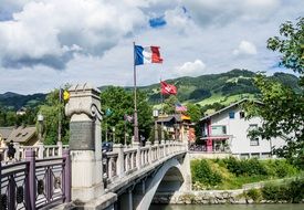 European flags on the bridge in Austria