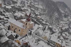 Snowy winter in the Stramberk in Czech Republic