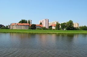 landscape of the city on the river in Poland