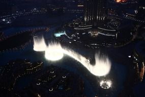 Aerial view of Dubai city at night