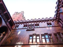 red facade of Basel City Hall