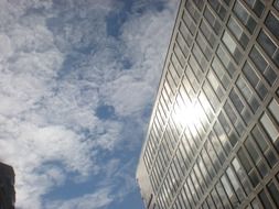 sun reflection from the facade of a building in Stockholm