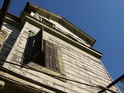 old abandoned house, bottom view