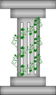 graphic image of gray columns in a green plant