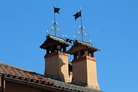 two chimneys on the roof