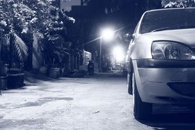 parked car on the street at night