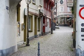 cobblestone alley in the old town