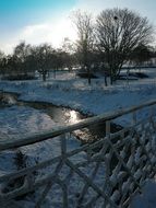 metal bridge over a frozen river in Hemel Hempstead