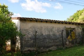 inscriptions on an old building in Paraguay