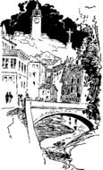 Black and white drawing of the city of Burg