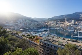 panoramic view of the harbor in monaco on a sunny day