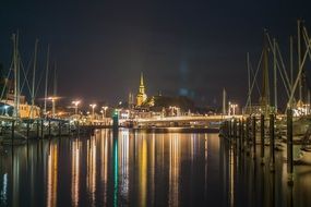 lights of Kappeln port at night