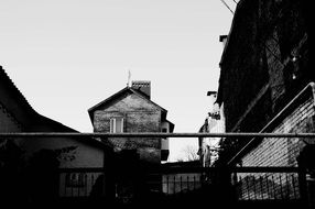 black and white photo of old houses in Rostov-on-Don