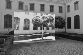 Video screen inside the courtyard