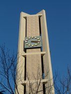 clock on the steeple of the church