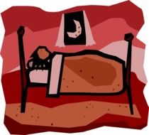 Bed in bedroom clipart