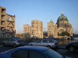 dome in city at evening, germany, berlin