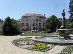 fountain in front of the palace in Teplice