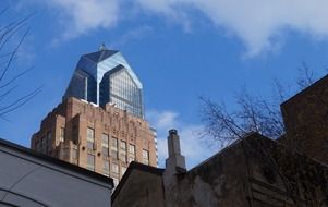 skyscraper in Philadelphia against the blue sky