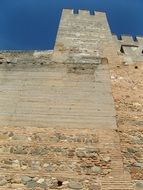 high stone wall of alhambra fortress, spain, Granada