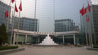 cityscape of fountain near the hotel in china