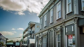 street with wooden houses on a clear day